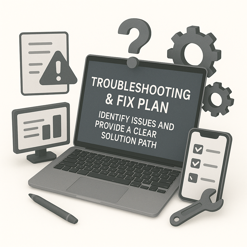 Troubleshooting & Fix Plan — Identify Issues and Provide a Clear Solution Path